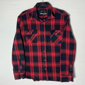 Jachs Red and Black Buffalo Check Plaid Long Sleeve Casual Button Up Shirt XL